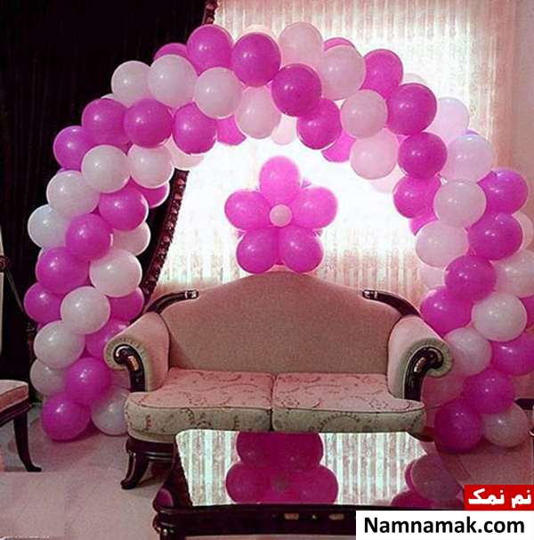 عکس بادکنک آرایی مدل طاق مارپیچ