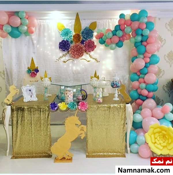 بادکنک آرایی با ایده های ساده و جدید بادکنک آرایی برای دیزاین تم اسب شاخدار