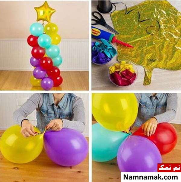 عکس بادکنک آرایی ستون های رنگارنگ