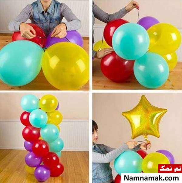 عکس بادکنک آرایی ستون های رنگارنگ