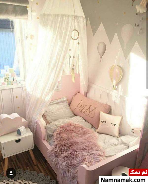 دیزاین اتاق خواب دخترانه به رنگ صورتی