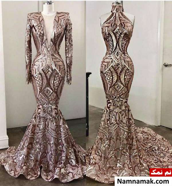 لباس دنباله دار بلند مجلسی