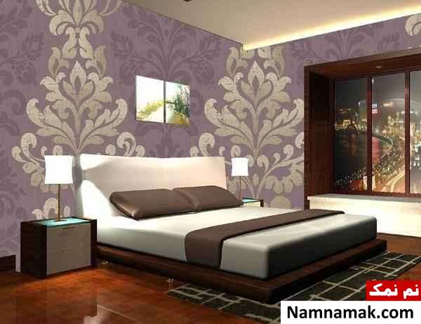 کاغذ دیواری بنفش اتاق خواب