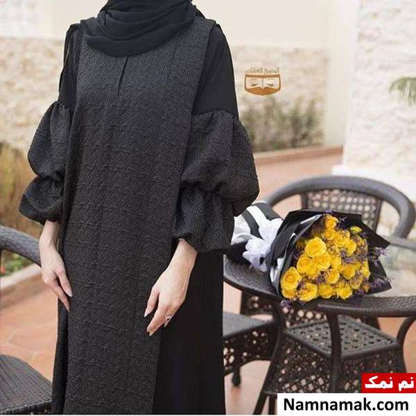 مانتو مشکی آستین پفی
