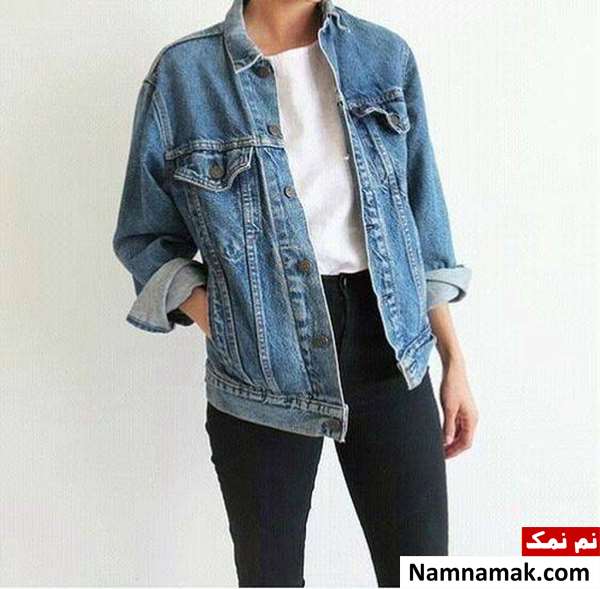 ست کت جین آبی با شلوار جین مشکی