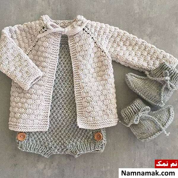 ست بافتنی نوزادی دخترانه