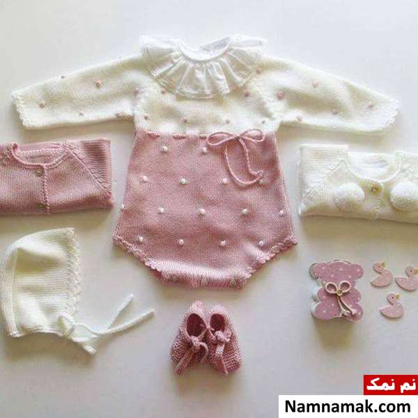 لباس بافتنی دخترانه با پاپوش