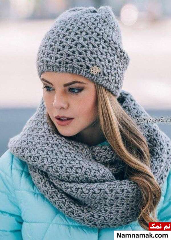 کلاه و شال گردن بافتنی زنانه