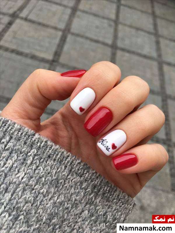 دیزاین ناخن قلبی و ساده