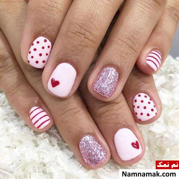 طراحی ناخن رمانتیک و قلبی