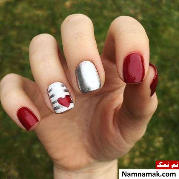 مدل ناخن قلبی دخترانه