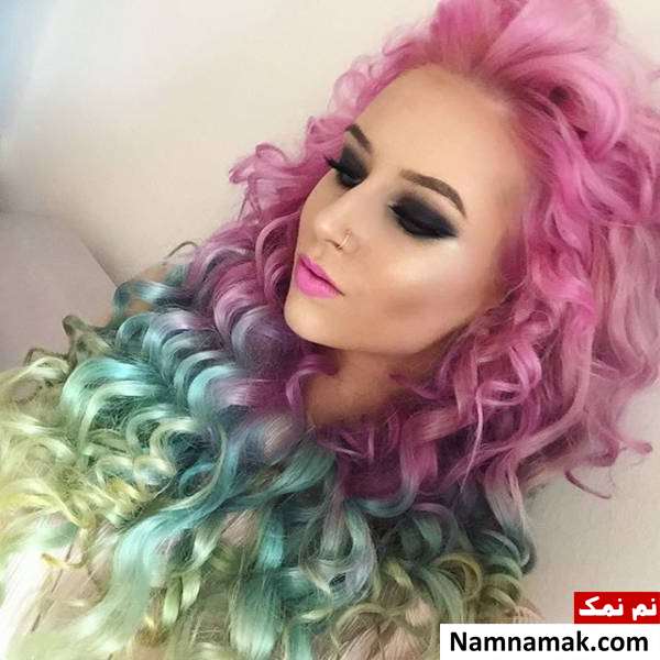 رنگ موی پاستیلی شیک رنگ موی پاستیلی شیک و زیبای صورتی و سبز