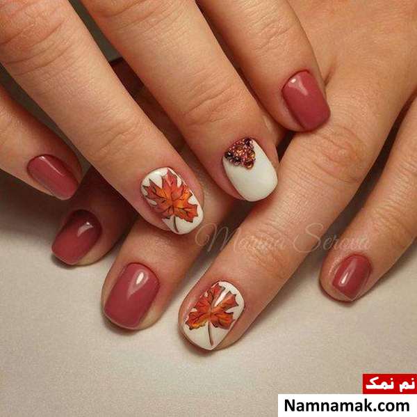 طرح برگ روی ناخن بسیار زیبا