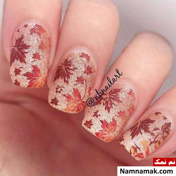 دیزاین ناخن به شکل برگ