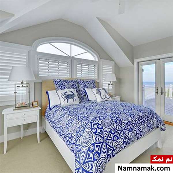 چیدمان اتاق خواب آبی رنگ آبی برای دکوراسیون اتاق خواب
