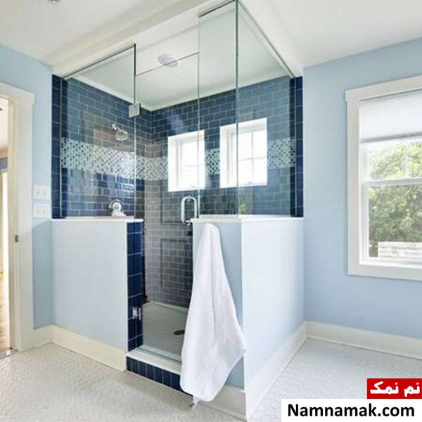حمام آبی دکوراسیون حمام شیک به رنگ آبی
