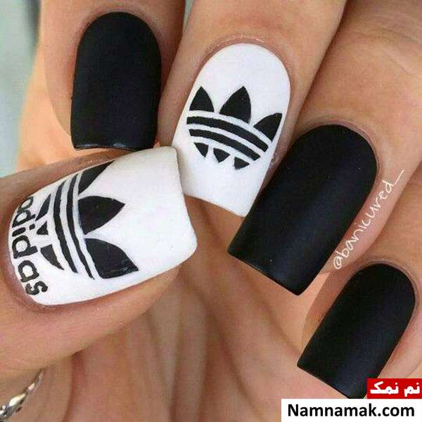 طراحی ناخن آدیداس طراحی ناخن آدیداس سفید و مشکی