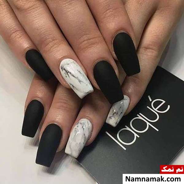 طراحی ناخن سیاه سفید طراحی ناخن سفید و مشکی