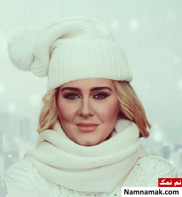مدل لباس ادل مدل کلاه و شالگردن سفید ادل