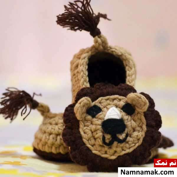 پاپوش بافتنی نوزاد عروسکی