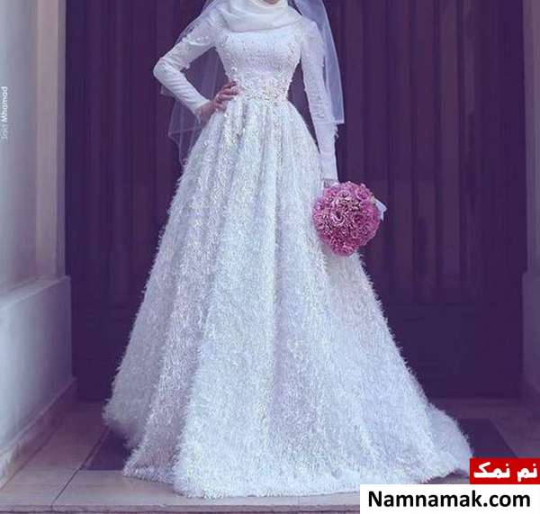 لباس عروس ساده و شیک با حجاب