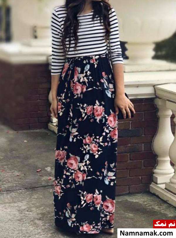مدل دامن گلدار بلند زنانه