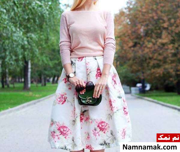 دامن گلدار و چین دار دخترانه