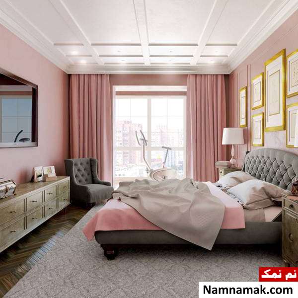 اتاق خواب طوسی صورتی مدرن