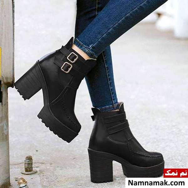 ست کردن نیم بوت مشکی با شلوار جین