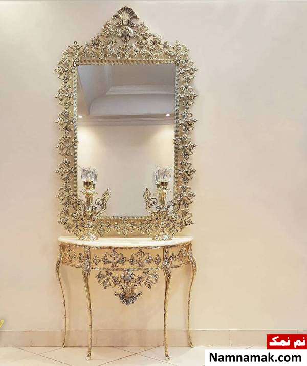 مدل آینه و شمعدان برنجی