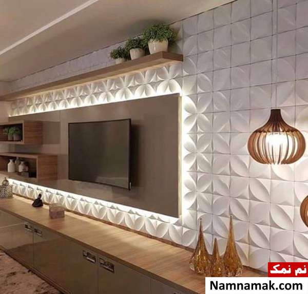 نورپردازی شیک دیوار پشت تلویزیون 