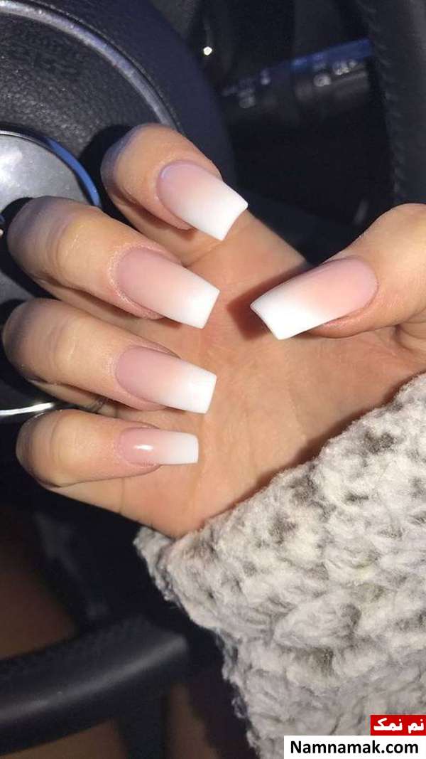 طراحی ناخن طراحی ناخن دو رنگ سفید صورتی