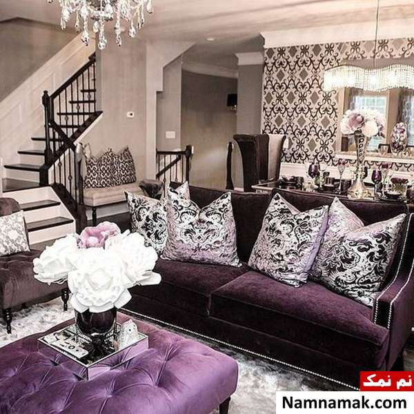 دکوراسیون بنفش و سفید مدرن