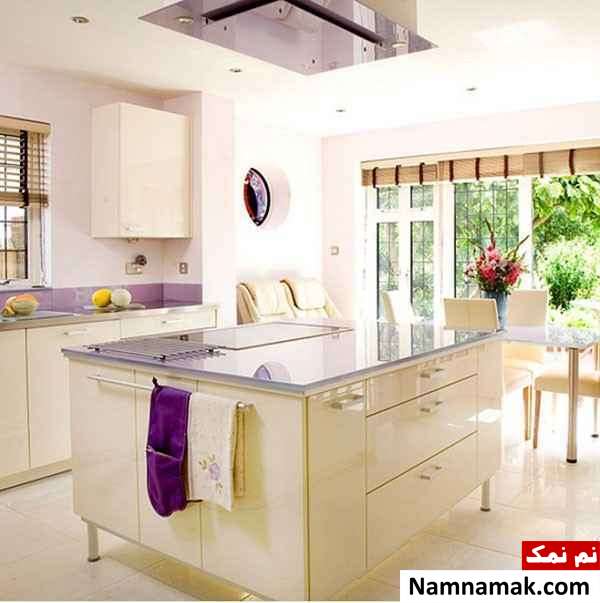 دکوراسیون آشپزخانه مدرن رنگ روشن