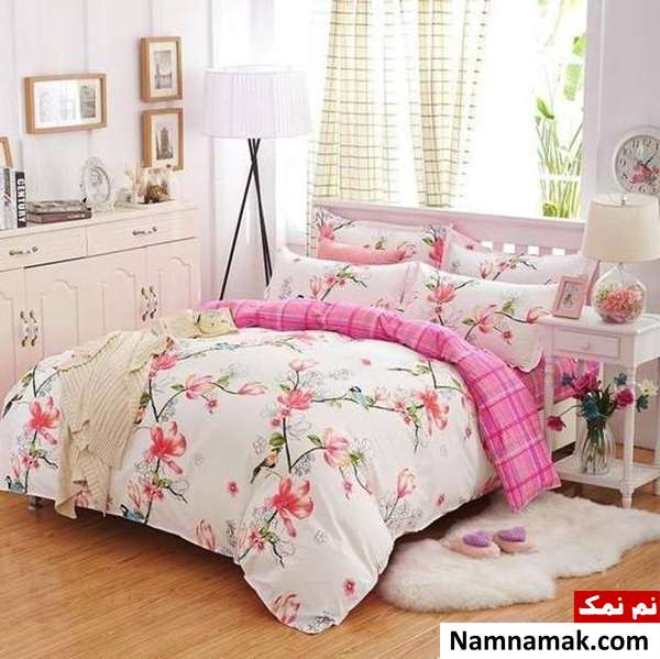 روتختی گل گلی دخترانه سفید صورتی
