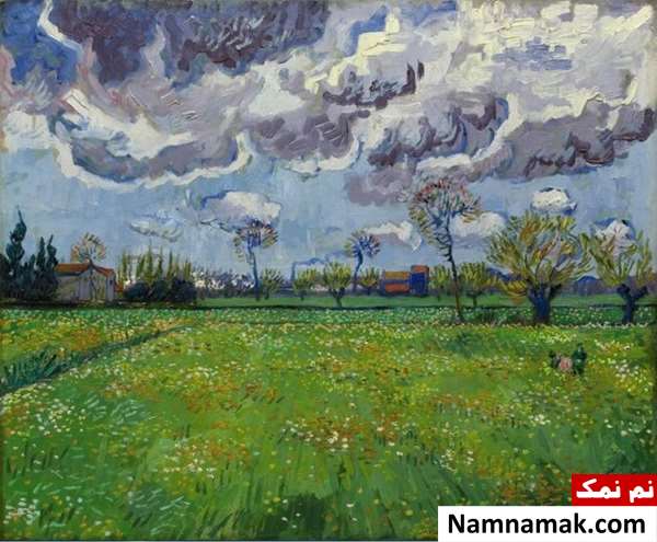 نقاشی های ون گوگ منظره زیر آسمان توفانی