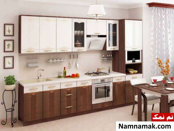 مدل کابینت سفید و قهوه ای 