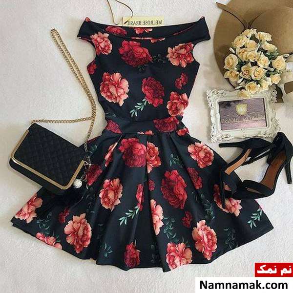 ست لباس با پیراهن گلدار دخترانه