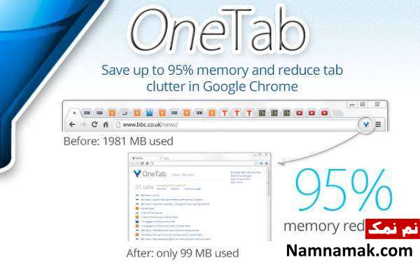افزونه OneTab برای مدیریت تب مرورگر