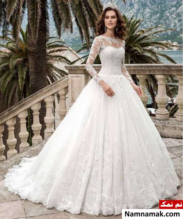 لباس عروس آستین دار لباس عروس آستین دار دانتل