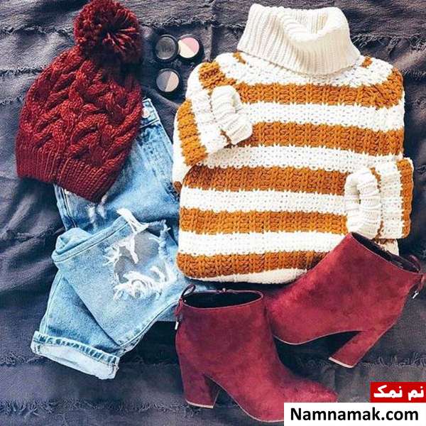 ست لباس بافت زنانه با کلاه