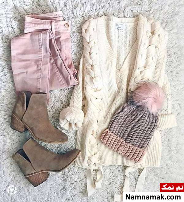 ترکیب خوش رنگ لباس زمستانی زنانه