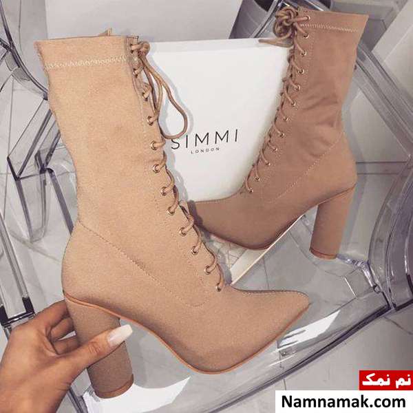 بوت پاشنه بلند بند دار زنانه