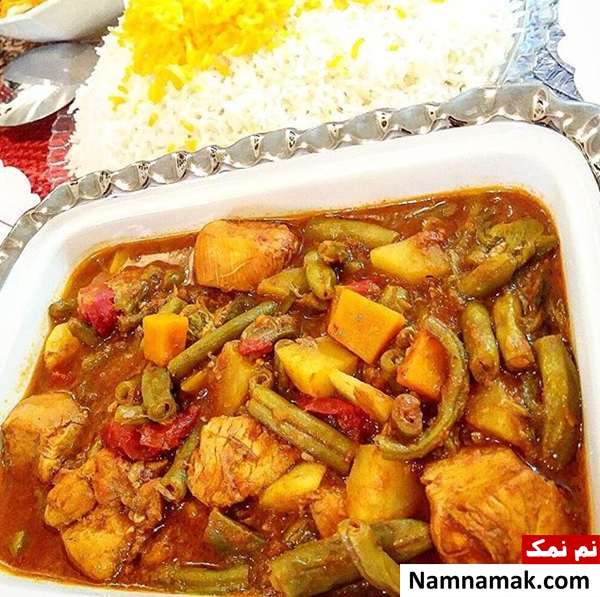 خورش لوبیا سبز با مرغ