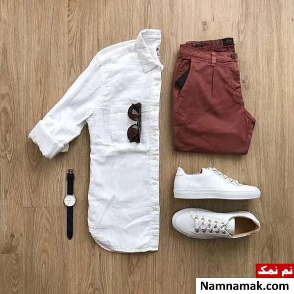 ست لباس مردانه ست پیراهن رنگ روشن مردانه
