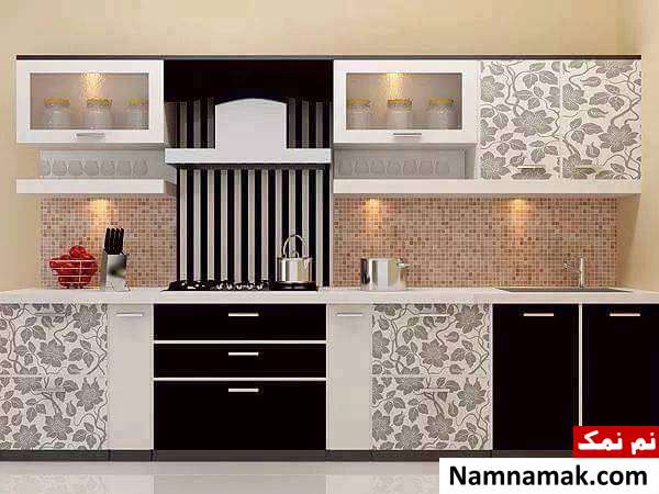  کابینت سفید مشکی هایگلاس