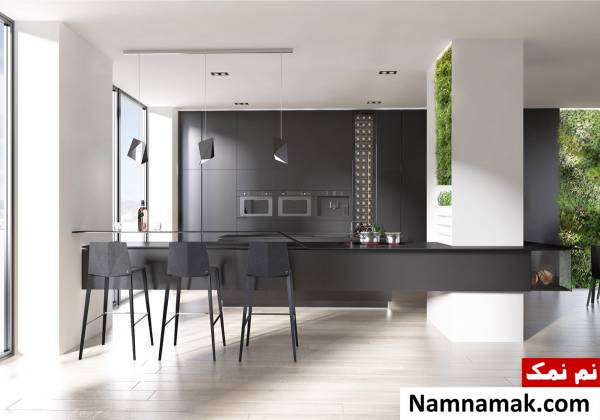  کابینت آشپزخانه سفید مشکی خارجی