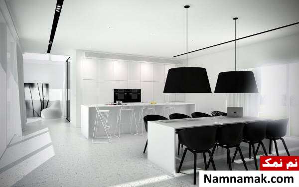  کابینت آشپزخانه سفید مشکی مدرن