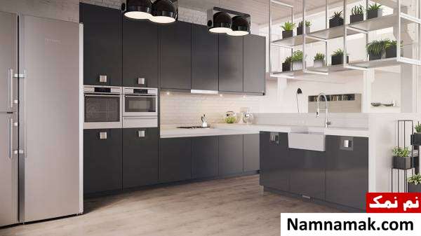  کابینت آشپزخانه سفید مشکی ایرانی