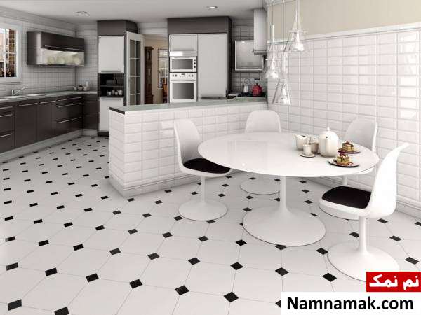 عکس کابینت آشپزخانه سفید مشکی